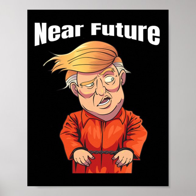 Trump bald hinter Gittern Orange Gefängnisanzug de Poster (Vorne)