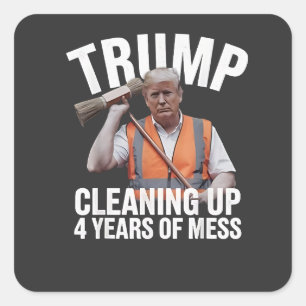 Trump bereinigt 4 Jahre Müll Mülltonne Quadratischer Aufkleber