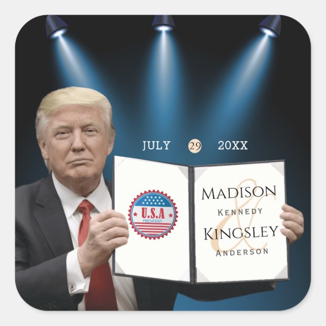 Trump Beste Phantastische Hochzeit Quadratischer Aufkleber (Vorderseite)