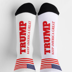 Trump bestickt mit US-Flagge - Behalt Amerika groß Socken