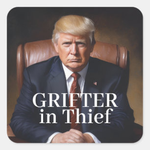 Trump Betrüger im Dieb (Chef) Quadratischer Aufkleber