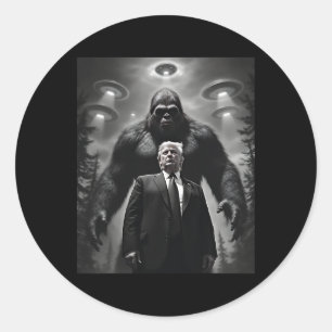 Trump Bigfoot UFO Außerirdischer Begegnung Runder Aufkleber