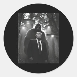 Trump Bigfoot UFO Außerirdischer Begegnung Uap Inv Runder Aufkleber