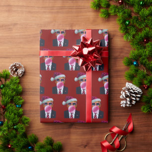 Trump bläst Blase Gum Weihnachten Geschenkpapier