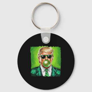 Trump Blowing Bubble Gum St. Patrick's Day Green S Schlüsselanhänger