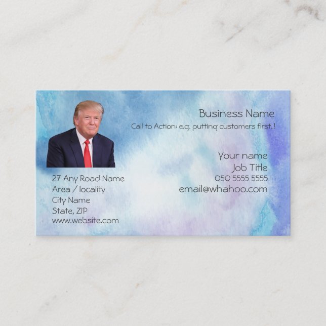 Trump Blue Watercolor Easy Generic Zuhause Visitenkarte (Vorderseite)