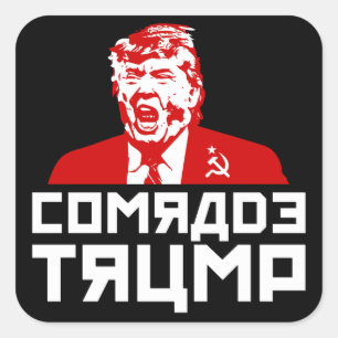 Trump Button: "COMRADE TRUMP" (schwarz) Quadratischer Aufkleber