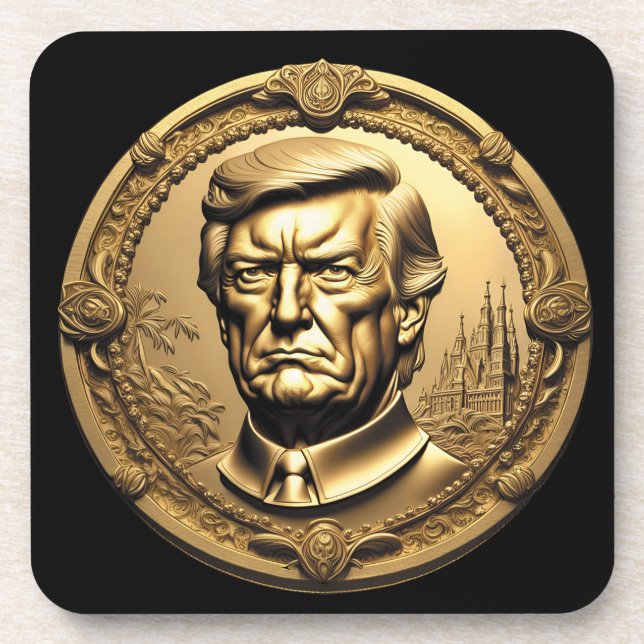 TRUMP CGI Collectible Gold Art Coin Doubloon Getränkeuntersetzer (Vorderseite)