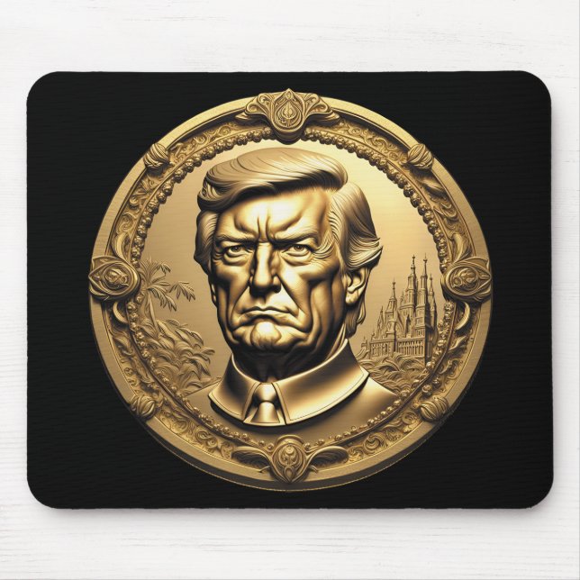 TRUMP CGI Collectible Gold Art Coin Doubloon Mousepad (Vorne)