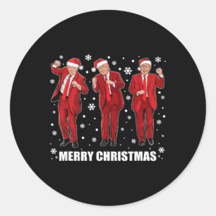 Trump Christmas Pajama Funny Trump Tanz Usa 47. Runder Aufkleber