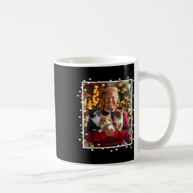 Trump Christmas Sweater Cat Hund Eichhörnchen Päps Kaffeetasse (Rechts)