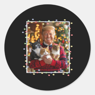 Trump Christmas Sweater Cat Hund Eichhörnchen Päps Runder Aufkleber
