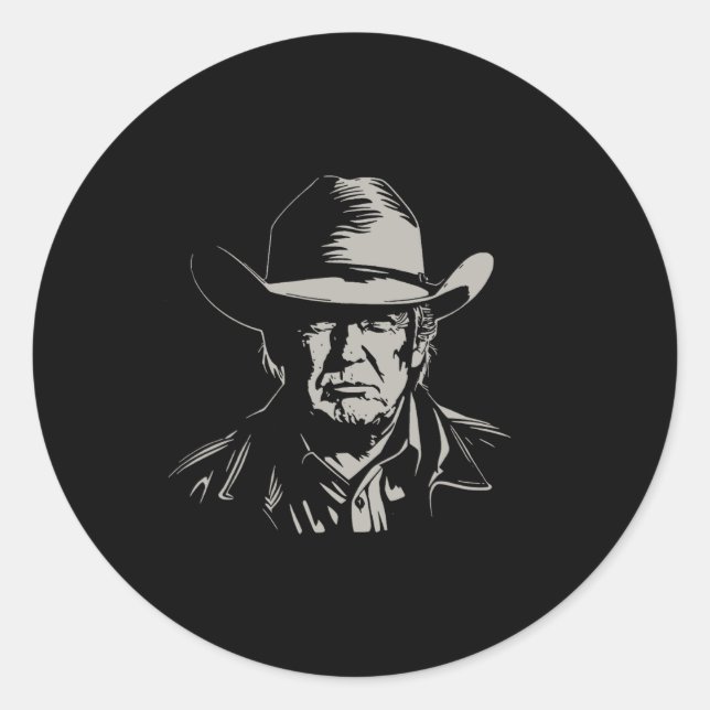 Trump Cowboy Usa 2024 Wahl Us Maga 1 Runder Aufkleber (Vorderseite)