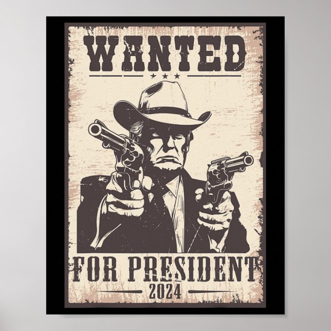 Trump Cowboy Wollte für die USA Präsident 2024 Poster (Vorne)
