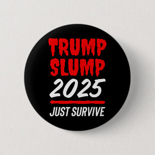 Trump-Crash 2025 Nur Überleben - Blutroter Aktienm Button