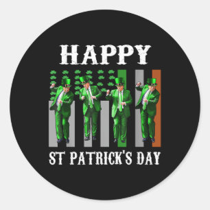 Trump Dance Happy St Patricks Day Lucky Kleeblatt Runder Aufkleber