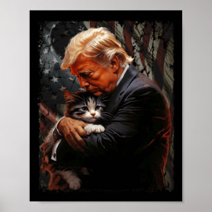 Trump, der eine orange Katze 2024 umarmt, macht Ka Poster