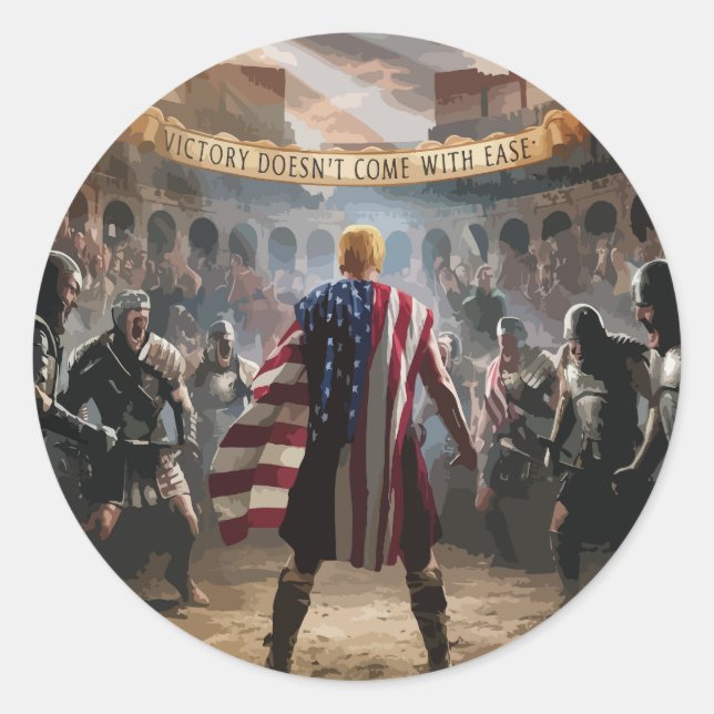 "Trump der Gladiator-Sticker" Runder Aufkleber (Vorderseite)