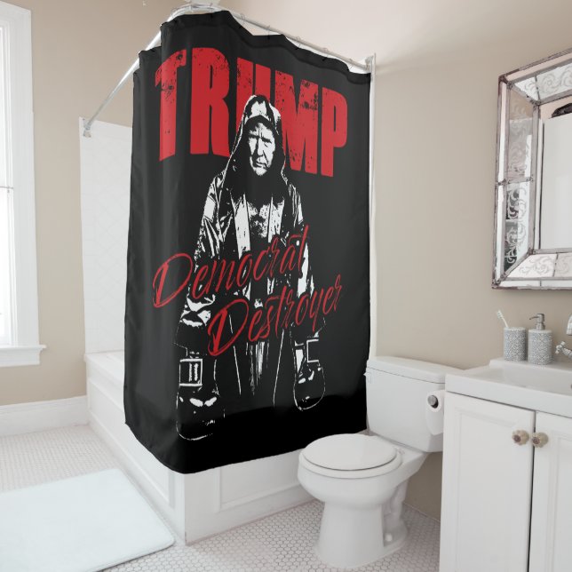 Trump, der Spaß für Grafikdesign der Demokraten Duschvorhang (Beispiel)
