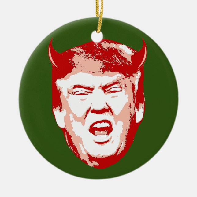 Trump Devil Head - Anti-Trump - Keramik Ornament (Vorne)
