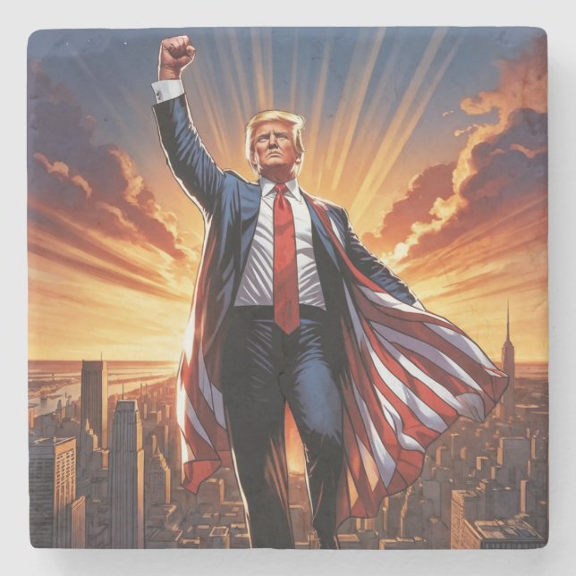 "Trump, die amerikanischen Superhelden-Untersetzer Steinuntersetzer (Vorderseite)