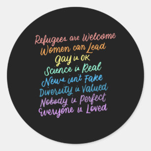 Trump Diversity Science Refugees Liebe Womens Righ Runder Aufkleber