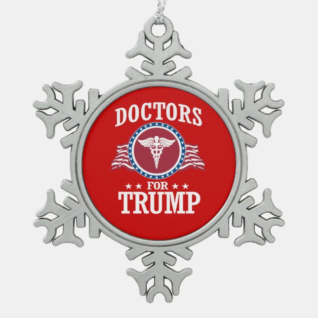 TRUMP-DOKTOREN SCHNEEFLOCKEN Zinn-Ornament (Vorderseite)