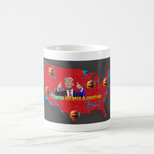 Trump drehend Burger und Landkreis halten sich den Kaffeetasse