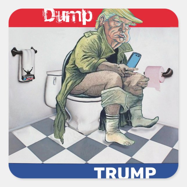 Trump Dump Quadratischer Aufkleber (Vorderseite)