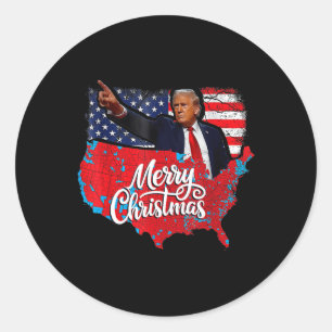 Trump Election Map Frohe Weihnachtsfeiertag Santa  Runder Aufkleber