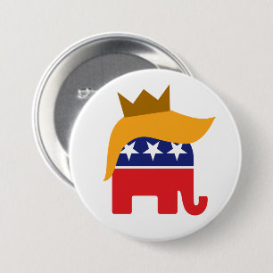 Trump Elefant Haarlogo mit Krone Button