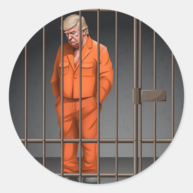 Trump en prison Sticker rond classique (Devant)
