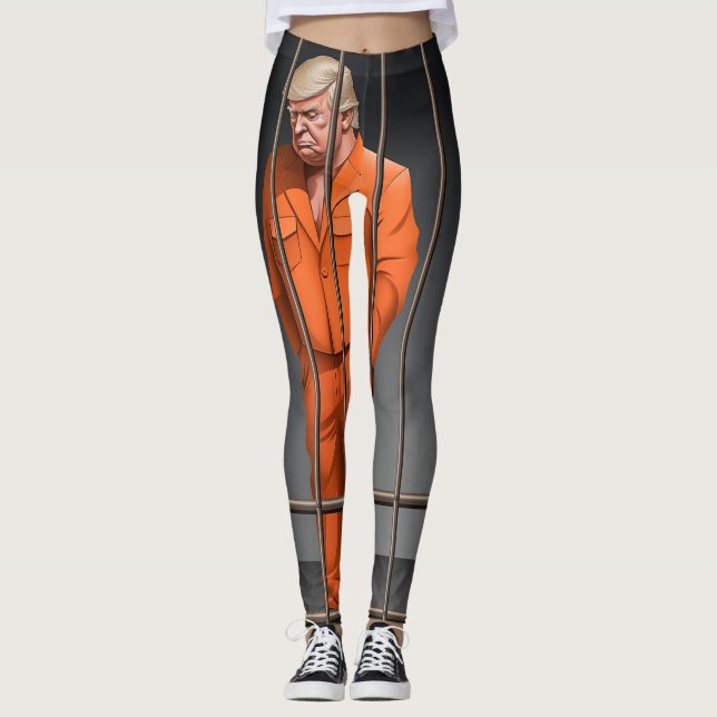 Trump en prison sur tous les imprimés Leggings (Devant)