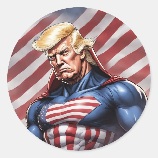 Trump Epic Superhero Sticker (Vorderseite)