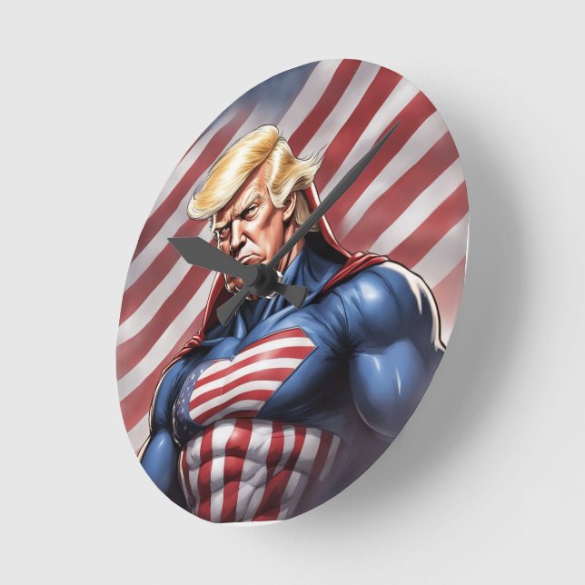 Trump Epic Superhero Wall Clock Runde Wanduhr (Winkel)