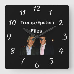 Trump/Epstein-Akten-Wanduhr Quadratische Wanduhr