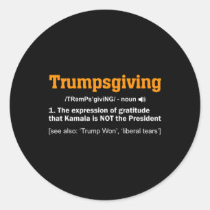 Trump-Erntedank Gewinner des Funny Turkey Day Runder Aufkleber