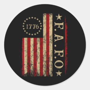 Trump Fafo F rund um die Retro-Fahne Runder Aufkleber