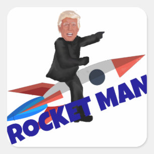 Trump fährt eine Rakete Quadratischer Aufkleber