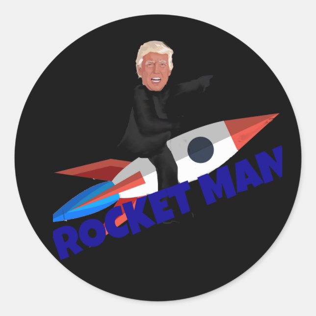 Trump fährt eine Rakete Runder Aufkleber (Vorderseite)