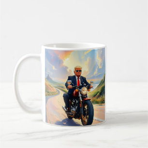 Trump fährt Motorrad Beautiful Road America USA Kaffeetasse