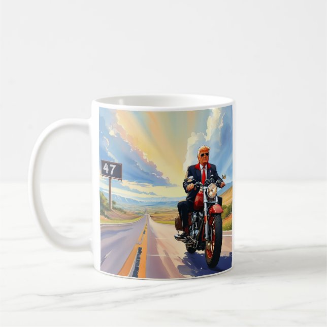 Trump fährt Motorrad über 47 Zeichen Schöne USA Kaffeetasse (Links)