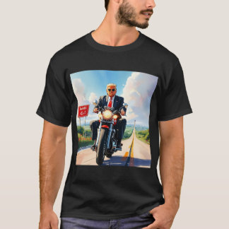 Trump fährt Motorrad über 47 Zeichen Schöne USA T-Shirt