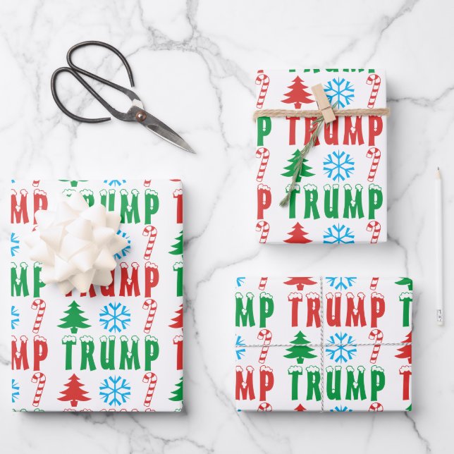 Trump feierliches Weihnachtsfest - Set des Wrappin Geschenkpapier Set (Vorderseite)