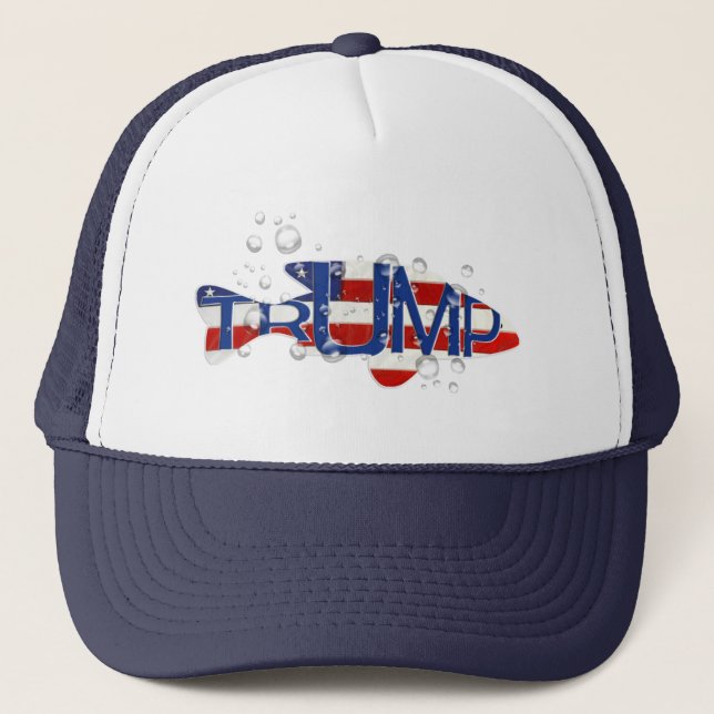 Trump Flag Fisch in Blasen Truckerkappe (Vorderseite)