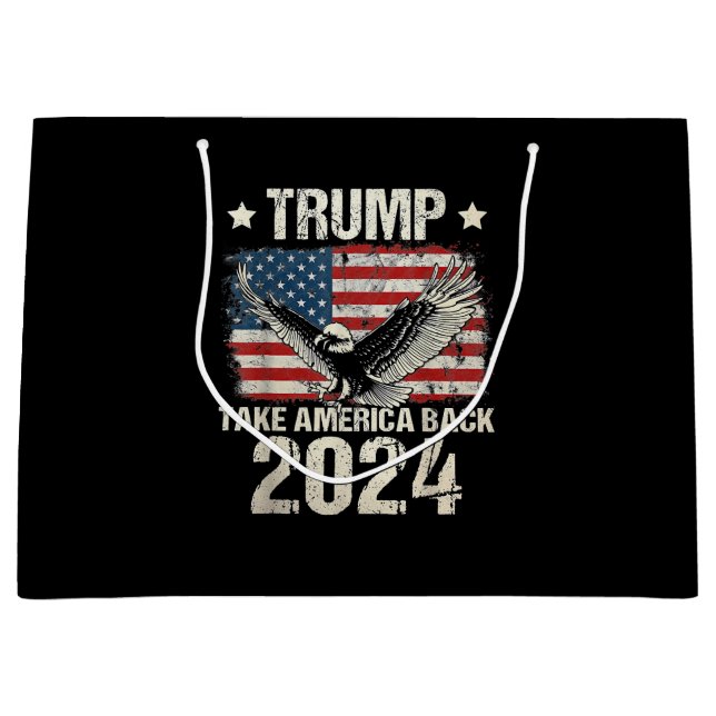 Trump-Flagge von 2024 nimmt Amerika zurück - Fraue Große Geschenktüte (Vorderseite)