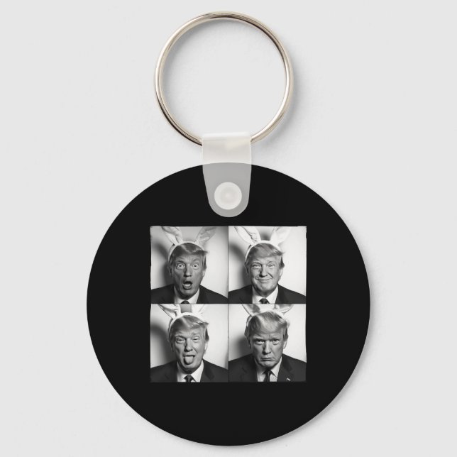 Trump Fotobooth in den sonnigen Osterohren Schlüsselanhänger (Vorderseite)