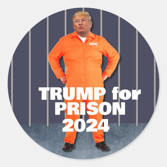 Trump für das Gefängnis 2024 Runder Aufkleber (Vorderseite)