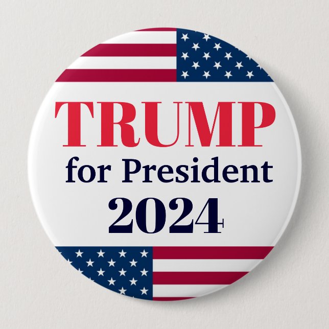 TRUMP für den Flag-Button des Präsidenten 2024 Button (Vorderseite)