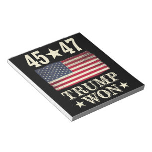 Trump Gewann 2024 45 47. Präsident USA-Flagge Notizblock